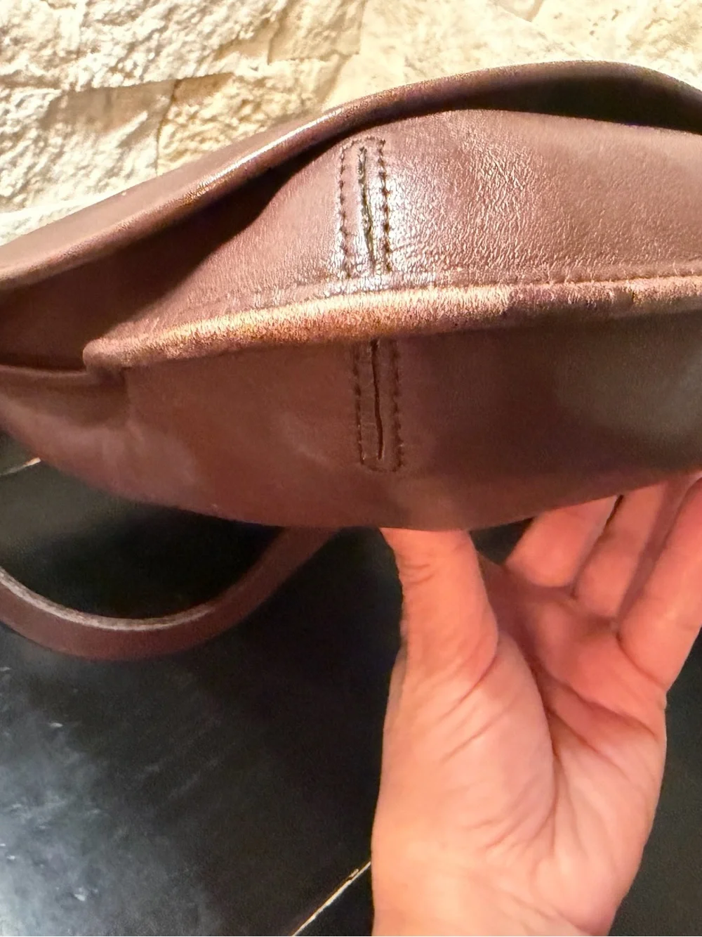 Coach Vintage Legacy Black Leather Slim Hippie Saddle Bag Flap Purse 9131